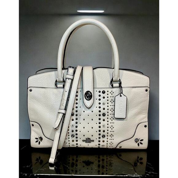 Coach 56832 Mercer Satchel 30 Polished Pebble Leather With Bandana Rivets - Picture 13 of 13